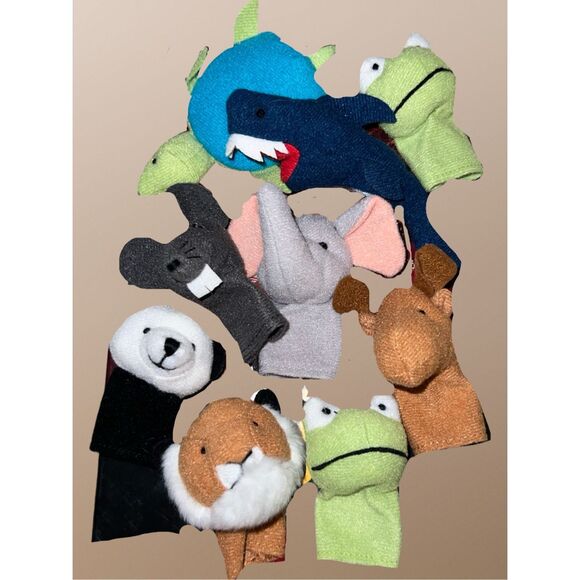 Lot of 21 Finger Puppets Animals & People Fireman Shark Bride Groom Turtle Frog - Picture 3 of 8
